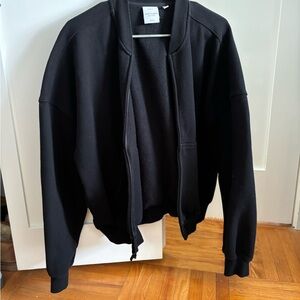 Aritzia sweat fleece zip bomber black brand new